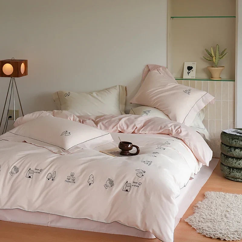 Afralia™ Brushed Volcanic Fleece Bedding Set: Luxe 100% Cotton Duvet Cover & Pillowcases