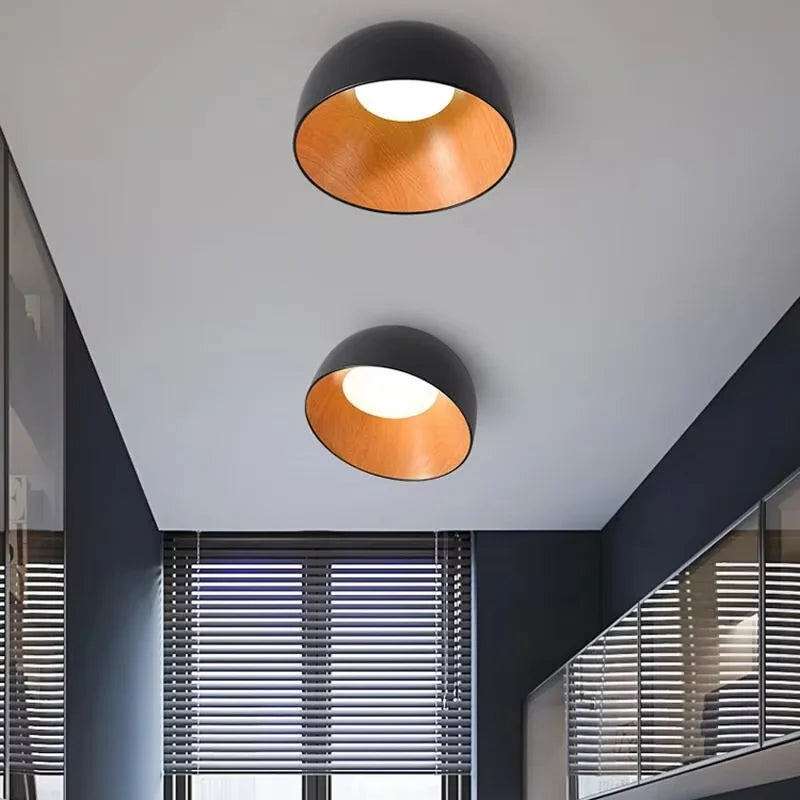 Afralia™ Wood Grain Bevel Ceiling Lamp for Corridor Bedroom Living Room