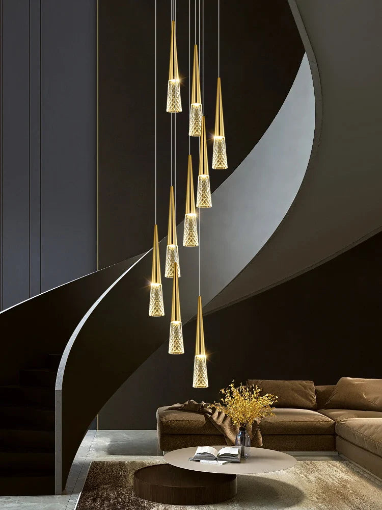 Afralia™ Spiral Staircase Chandelier: Modern LED Pendant for Living Room, Dining Room, Bedroom