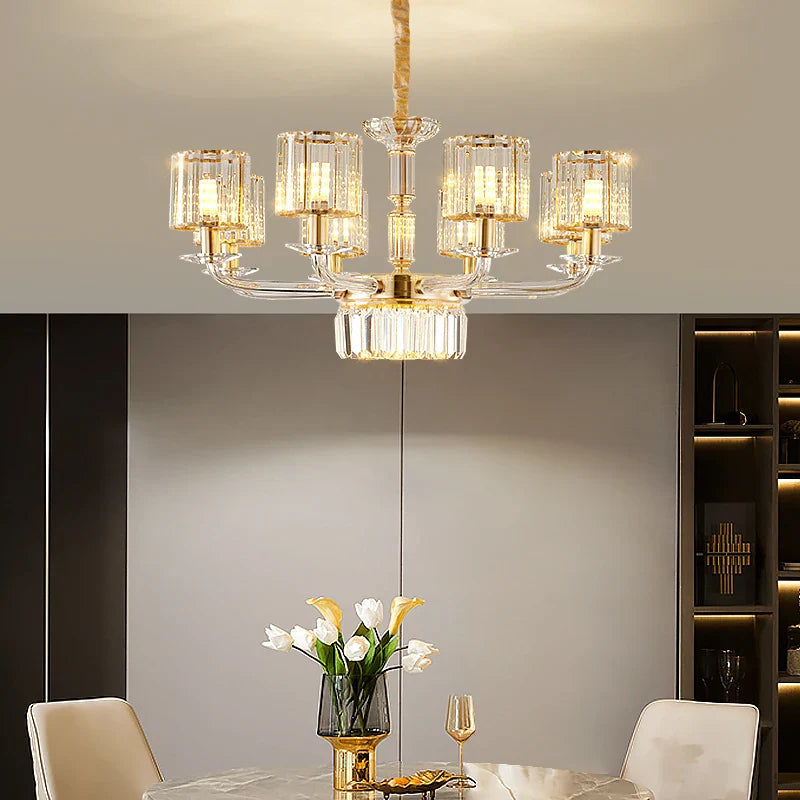 Afralia™ Crystal Glass Pendant Lamp: Modern European Luxury for Living, Dining, Bedroom