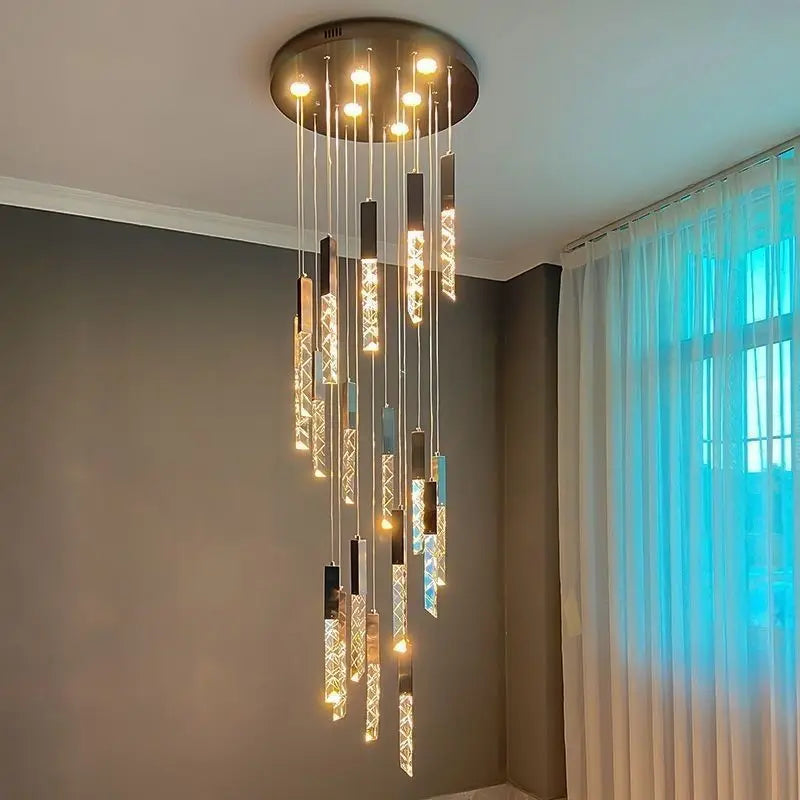 Afralia™ LED Crystal Staircase Pendant Light for Modern Nordic Home Lighting