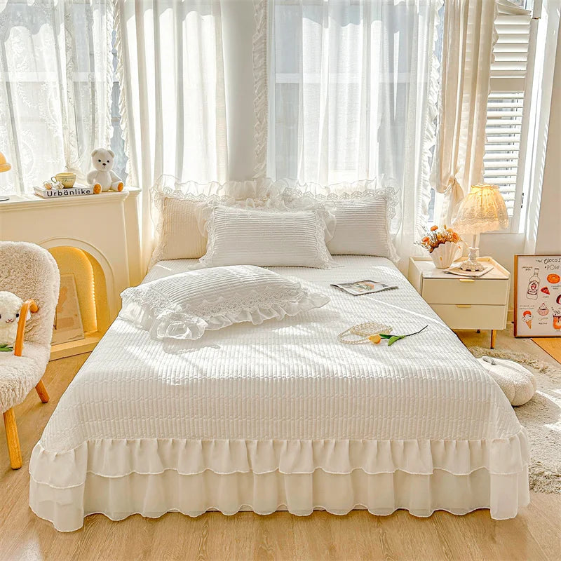 Afralia™ Lace Ruffles Princess Style 100% Cotton Bedding Set