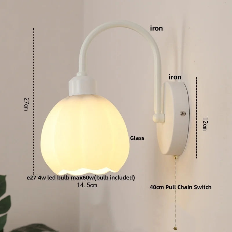 Afralia™ White Glass LED Wall Lights Fixture Modern Simple Design Iron Stair Light
