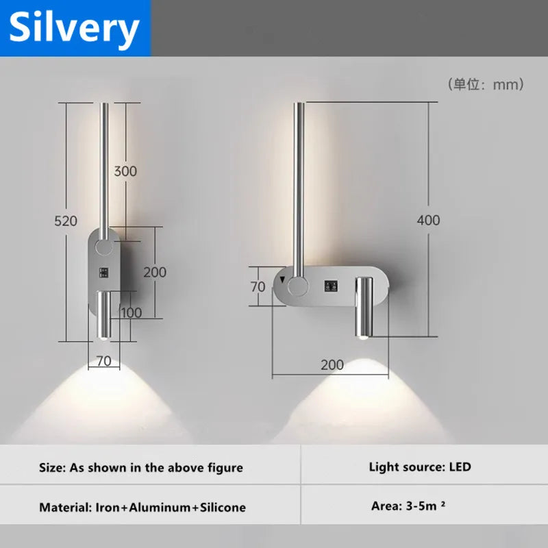 Afralia™ Modern LED Wall Lamp Bedroom Spotlight Rotating Living Room Decor