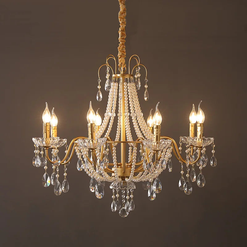 Afralia™ Retro Pearl Chandelier for Elegant Living Spaces