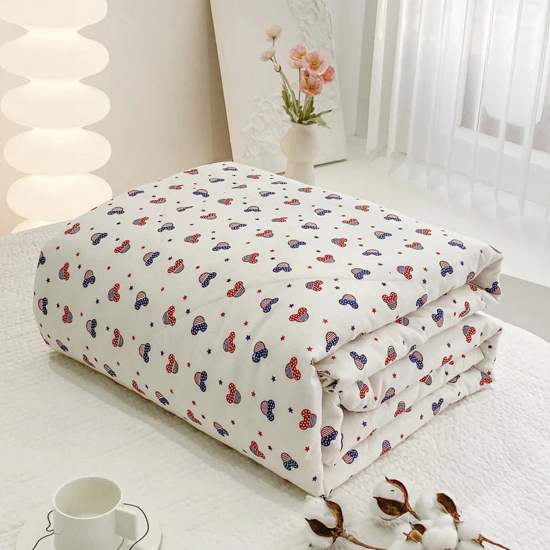 Afralia™ Lightweight Cotton Summer Quilt: Single/Double Machine Washable Air Conditioning Blanket