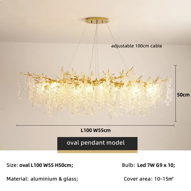 Afralia™ Modern Luxury Gold Branch Pendant Light - Aluminum LED Luminarias