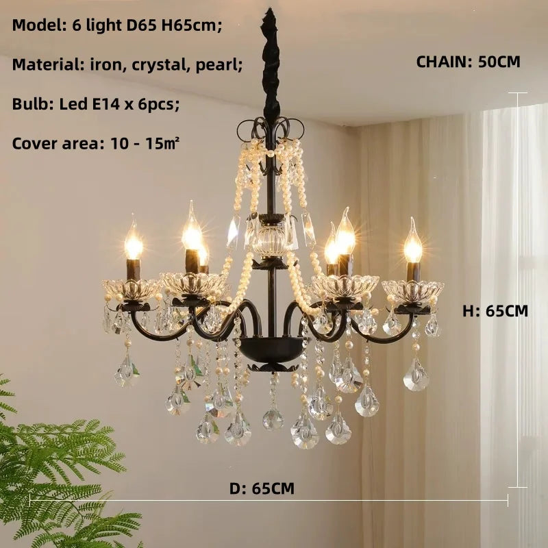 Afralia™ Black Crystal Chandelier Foyer Pendant Lights for Art Decor Luminarias