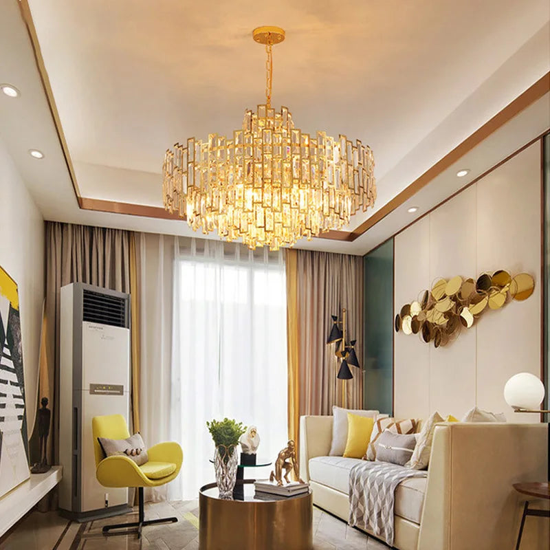 Afralia™ Crystal Chandelier Ceiling Light LED Fixture for Dining & Living Rooms.