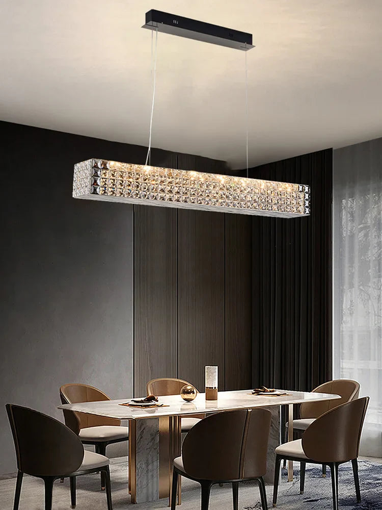 Afralia™ Crystal Chandelier: LED Ceiling Dining Room Lighting for Long Table Decor