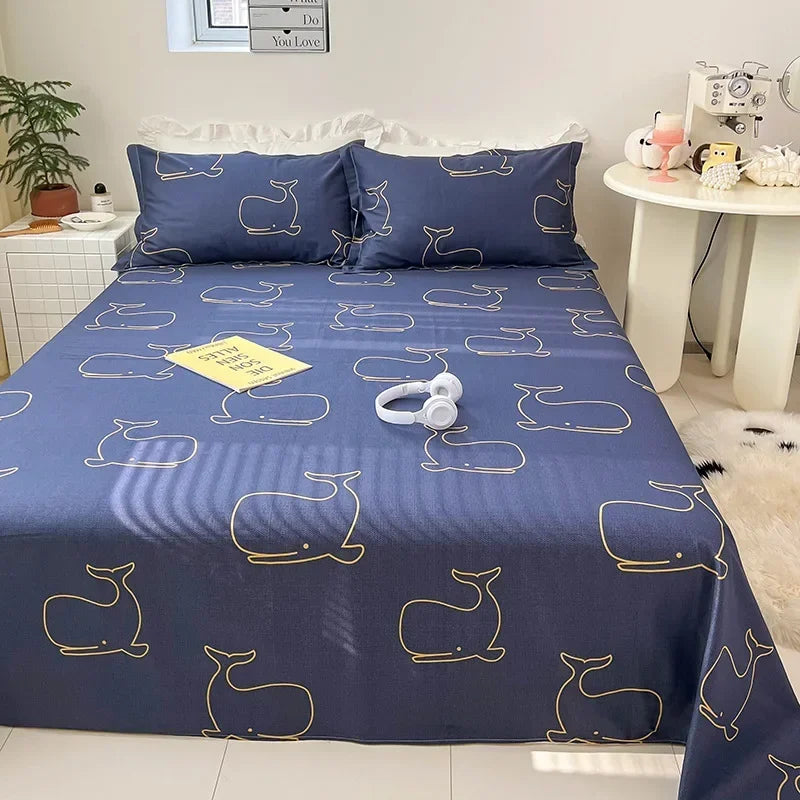 Afralia™ Tropical Plants Print Cotton Double Bed Sheet for Soft & Comfortable Sleep