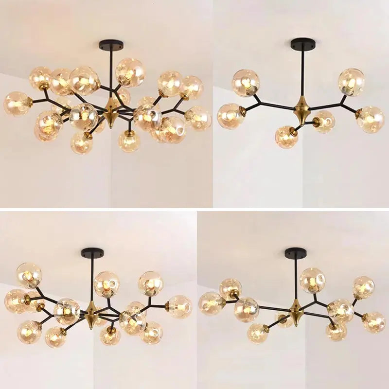 Afralia™ Nordic Glass Ball LED Chandelier Modern Ceiling Lamp Home Decor Fixture