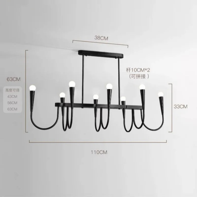 Afralia™ Nordic LED Glod Chandelier Retro Hanging Pendant Lamp for Living Room Decor