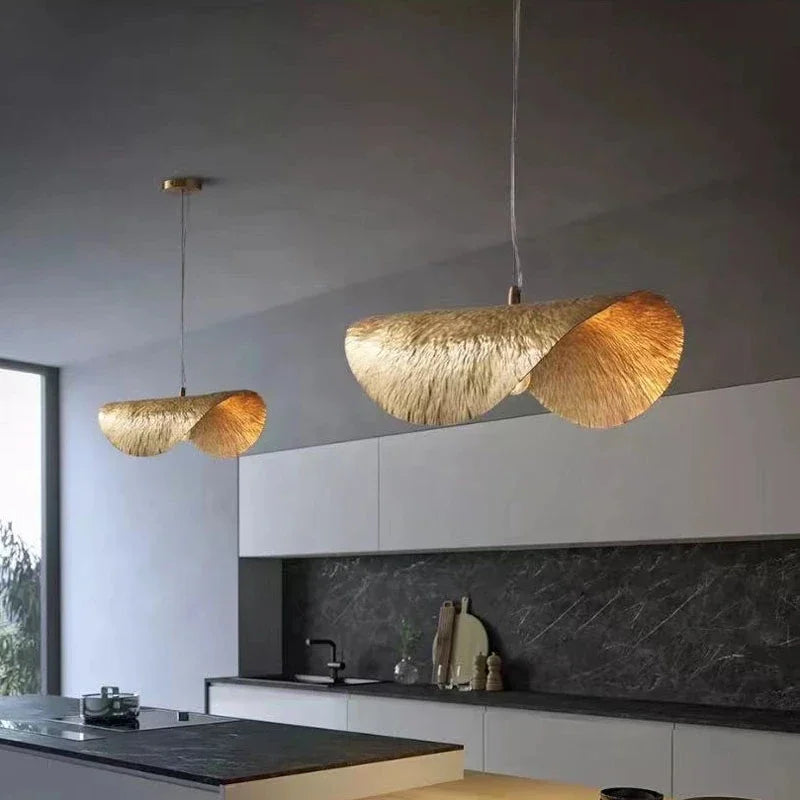 Afralia™ Leaf Light Copper Chandelier Pendant Lamp for Bedside Living Room Dining Bar