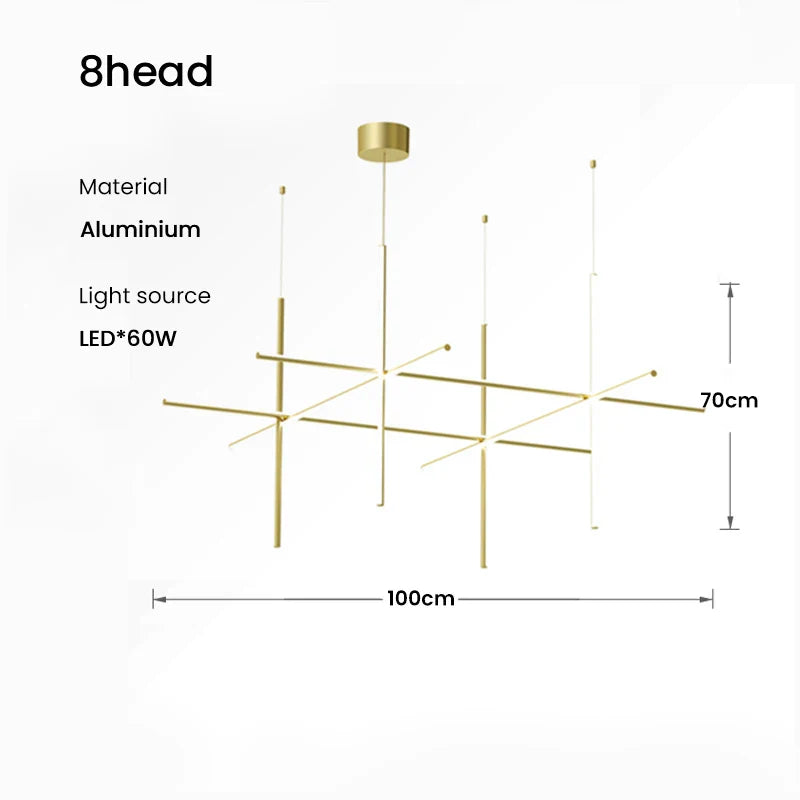 Afralia™ Tube Gold Linear Pendant Light Chandelier for Kitchen Hotel Staircase