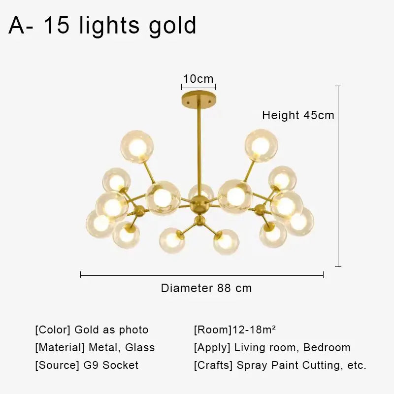 Afralia™ Glass Ball Pendant Chandelier for Living Room Bedroom Dining Room
