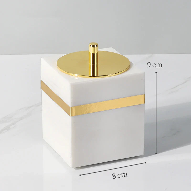 Afralia™ White Marble Gold Bathroom Set