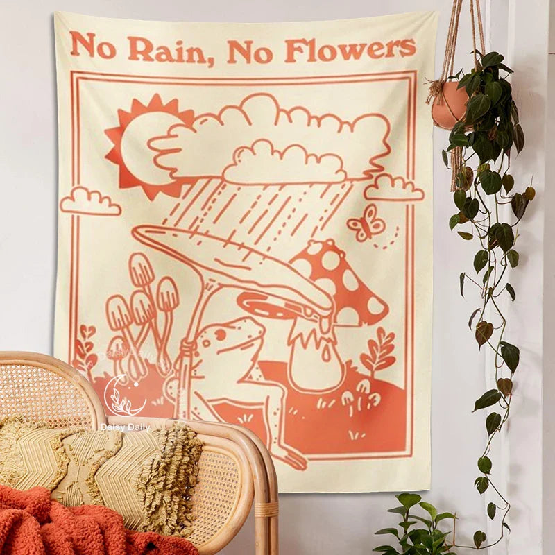 Frog Mushroom Tapestry Wall Hanging by Afralia™ - Vintage Hippie Home Decor