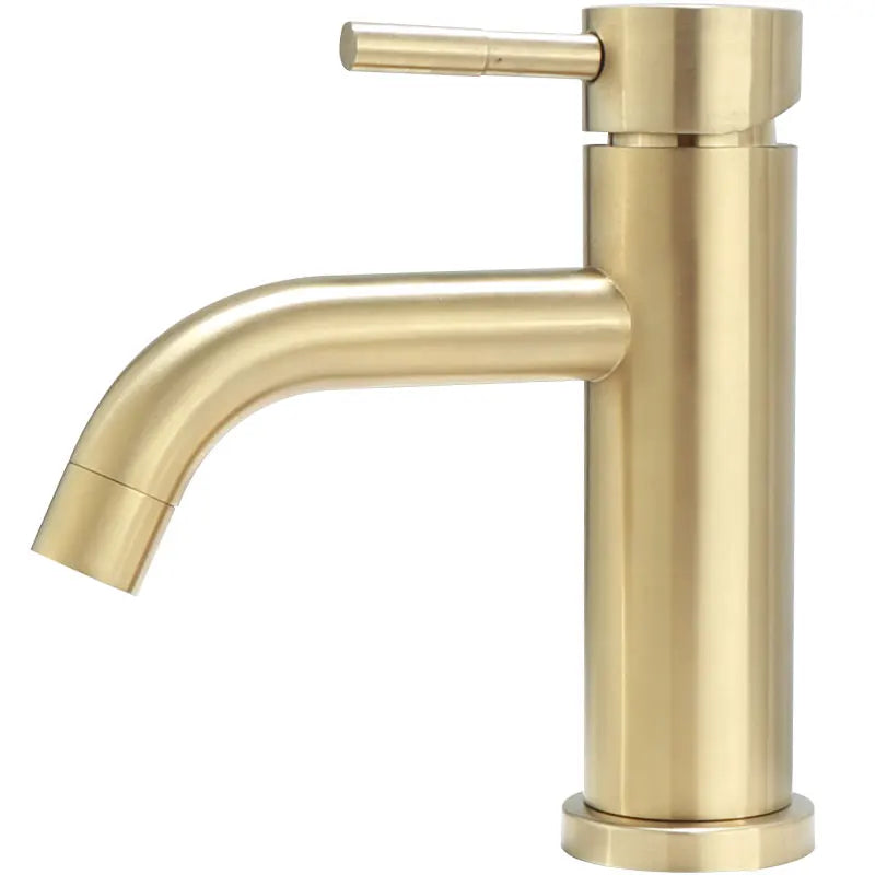 Afralia™ Brushed Gold Basin Faucet: Solid Brass Bathroom Mixer Tap for Hot & Cold Water