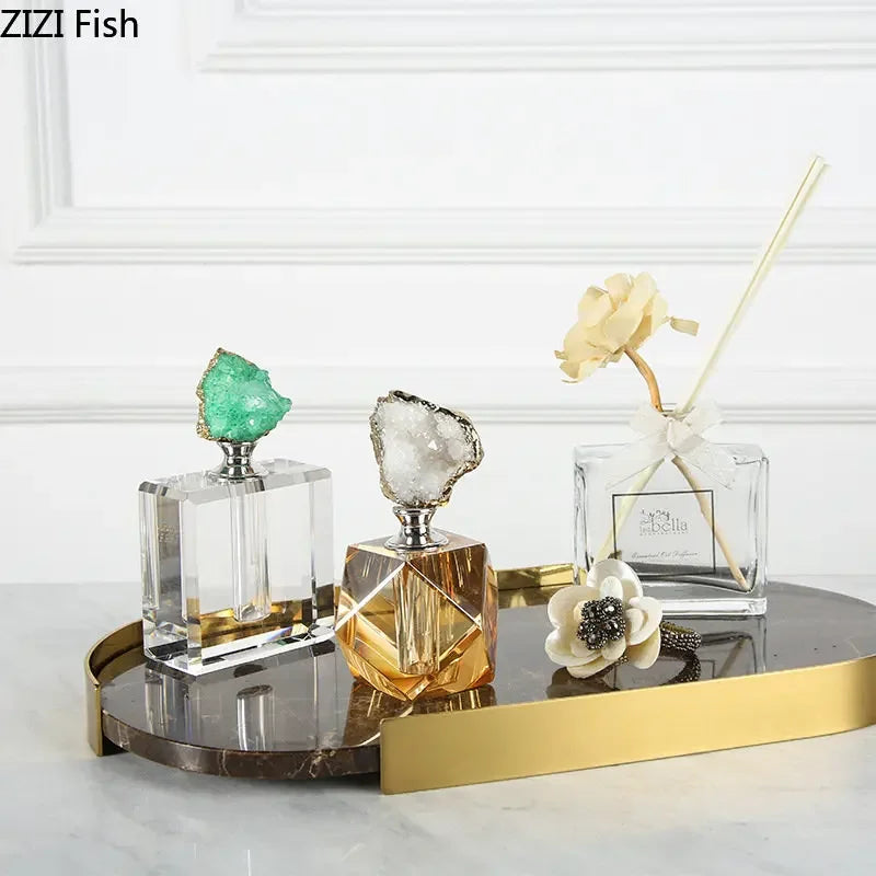 Afralia™ Gold-plated Agate Stone Perfume Bottle for Aromatherapy Essential Oils