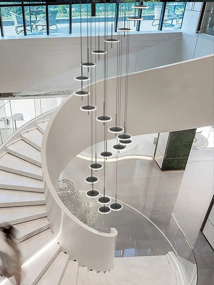 Afralia™ Nordic Black Gold Chandeliers LED Hanging Lamps Acrylic Suspension Loft Pendant Lights