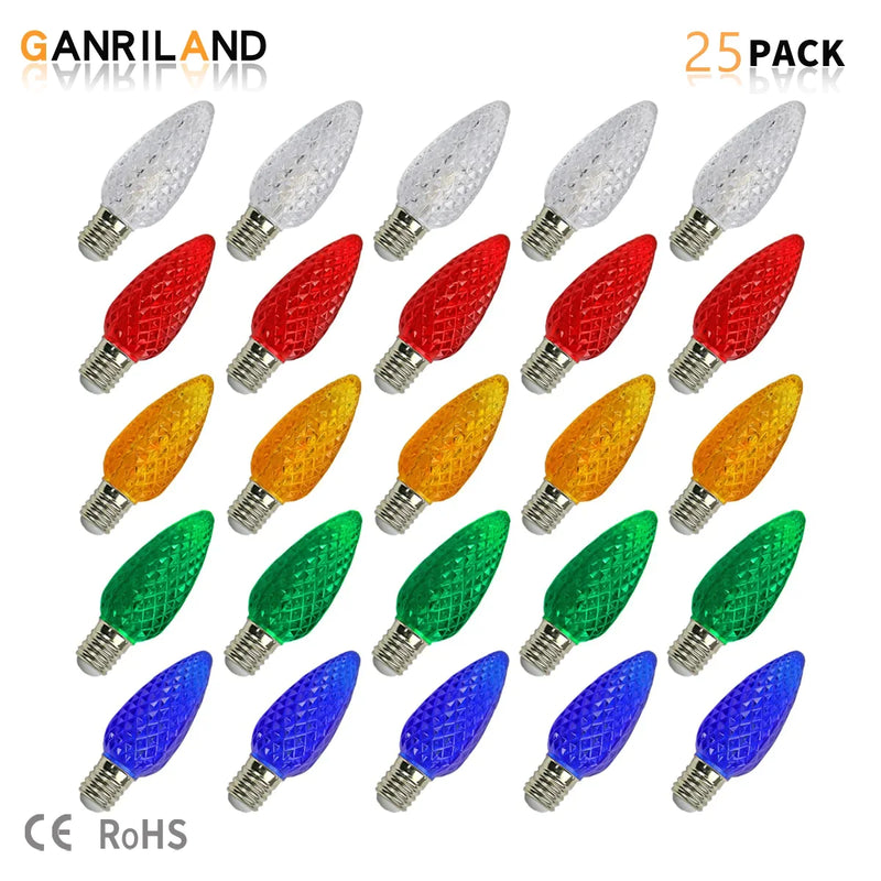 Afralia™ Colorful LED Bulb: Faceted E12 Candelabra Base RGB for Christmas String Lights