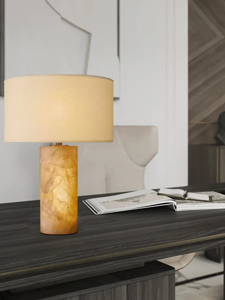 Afralia™ Luxury Spanish Marble Base LED Dimmable Table Lamp for Home and Hotel Decor