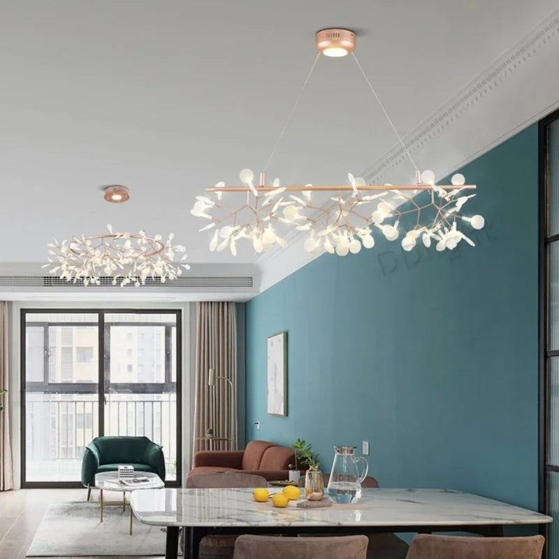 Afralia™ Firefly LED Branch Chandelier: Modern Nordic Luxury Lighting for Living Room and Kitchen