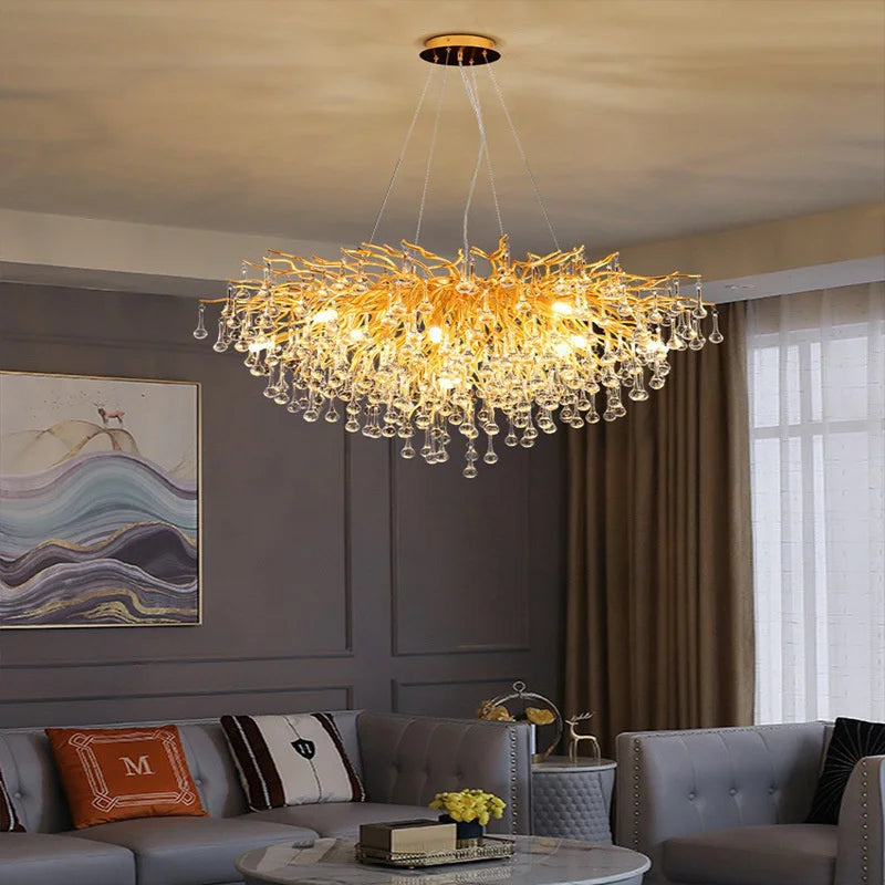 Afralia™ Crystal LED Chandelier: Modern Light Luxury Water Drop Design for Home Decor