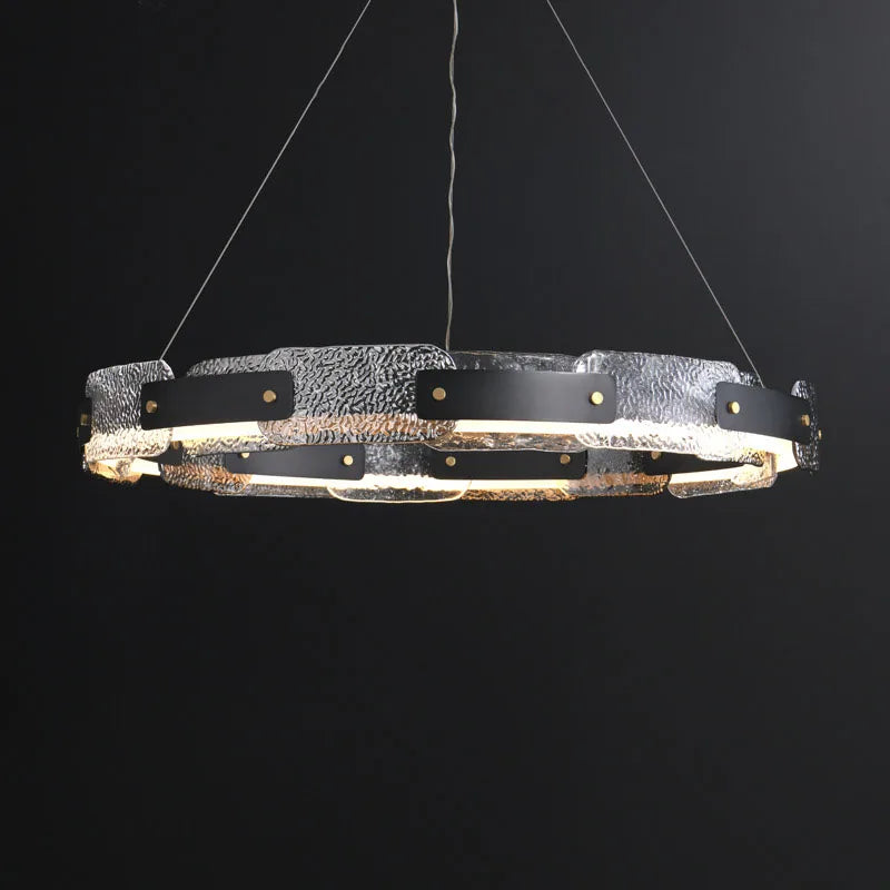 Afralia™ Runner Crystal Glass Chandelier, Modern LED Art in Black & Gold