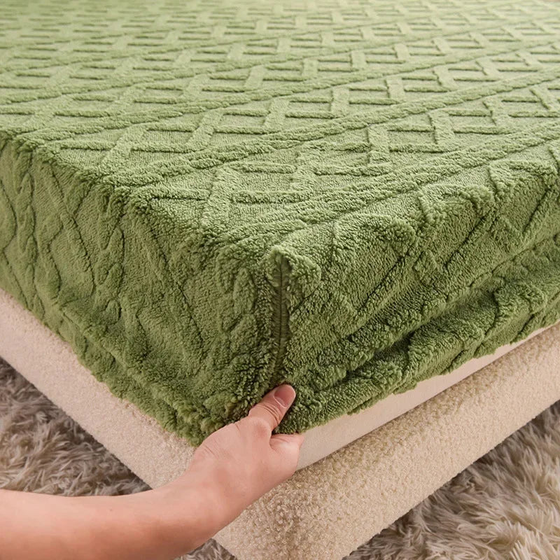 Afralia™ Cozy Tafu Fleece Queen Bed Sheet with Elastic Band