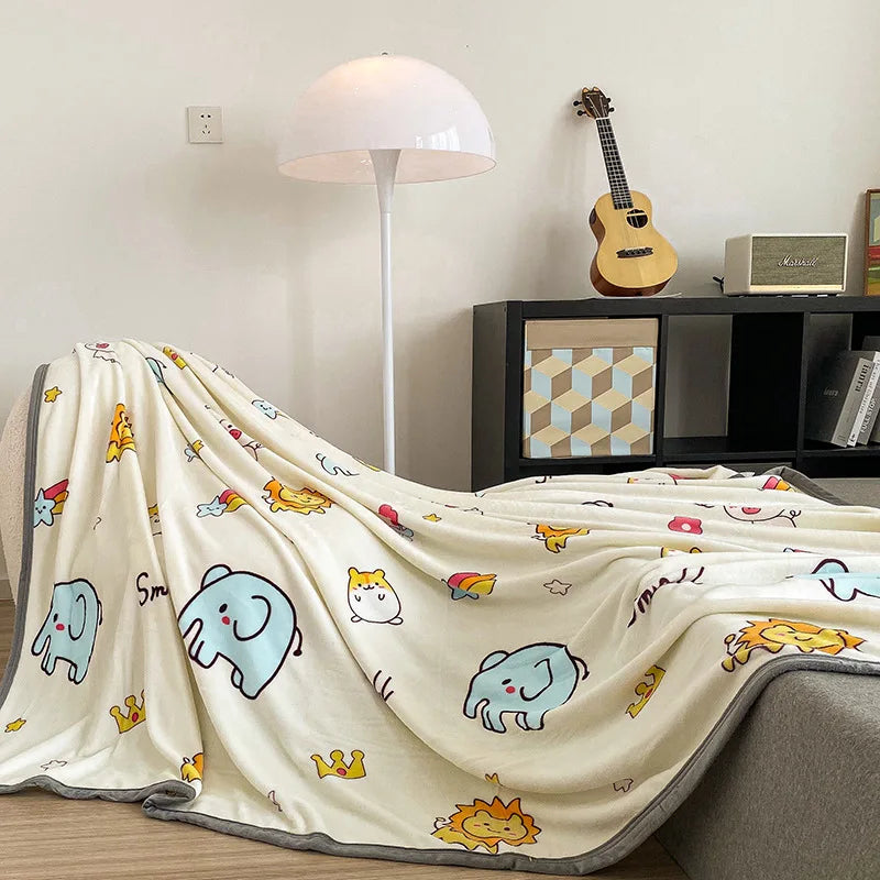 Afralia™ Milk Velvet Cartoon Printed Blanket: Multi Functional Skin-Friendly Winter Warm Bed Sheet