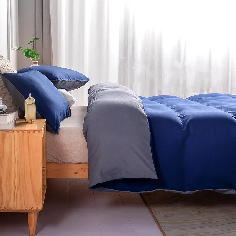 Afralia™ Solid Color Quilt Cover Set with Pillowcases, Full Queen King Size Bedclothes