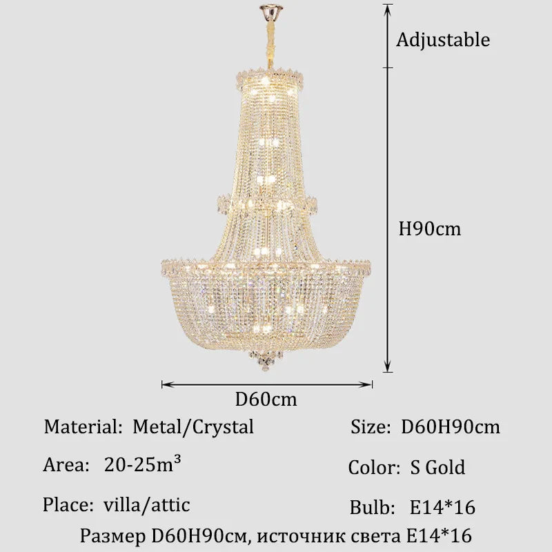 Afralia™ Crystal Villa Attic Pendant Ceiling Chandelier - Modern Luxury Living Room Decoration