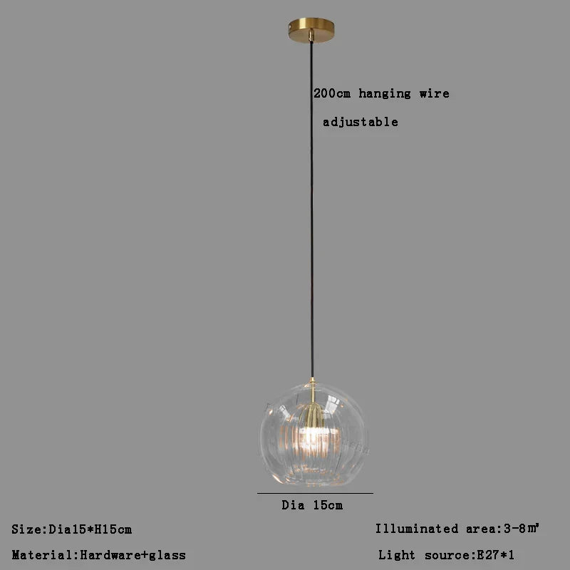 Afralia™ Clear Glass Ball Pendant Light Chandelier for Living Room Dining Room Home Decor