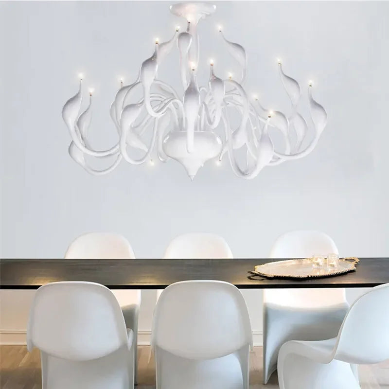 Afralia™ Iron Swan Pendant Chandelier for Restaurant Living Room Bedroom with LED G4 Candle