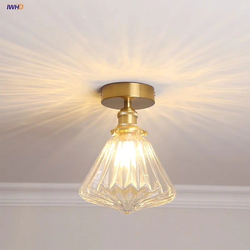 Afralia™ Diamond Glass LED Ceiling Lights - Modern Nordic Luxury Canopy Fixture