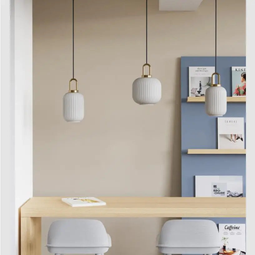 Afralia™ Pumpkin Glass Nordic Pendant Lights for Bedroom Dining Kitchen Island
