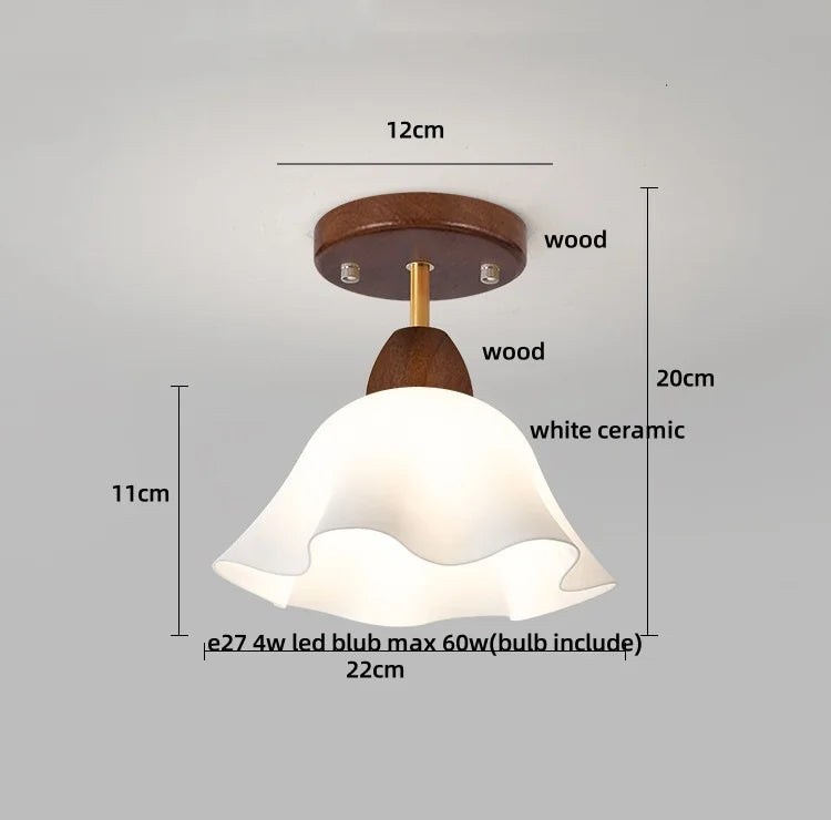 Afralia™ Wood Ball LED Ceiling Lamp Vintage Loft Copper Canopy Light