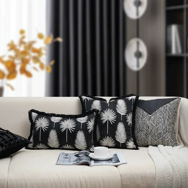 Afralia™ Black & White Light Luxury Designer Pillow Cover - Living Room & Hotel Sofa Décor