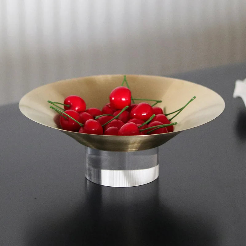 Afralia™ Round Metal Fruit Platter Tray Snack Bowl for Home Decoration and Storage