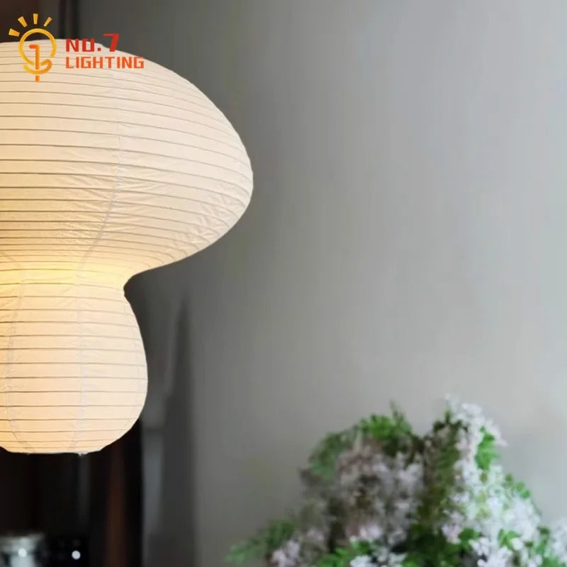 Afralia™ Wabi-sabi Rice Paper Mushroom Pendant Lights for Bedroom and Restaurant