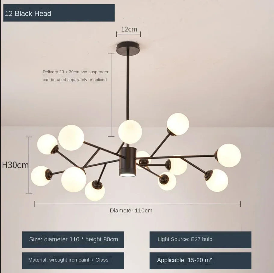 Afralia™ Glass Ball Ceiling Chandelier for Bedroom Dining Living Room Lighting