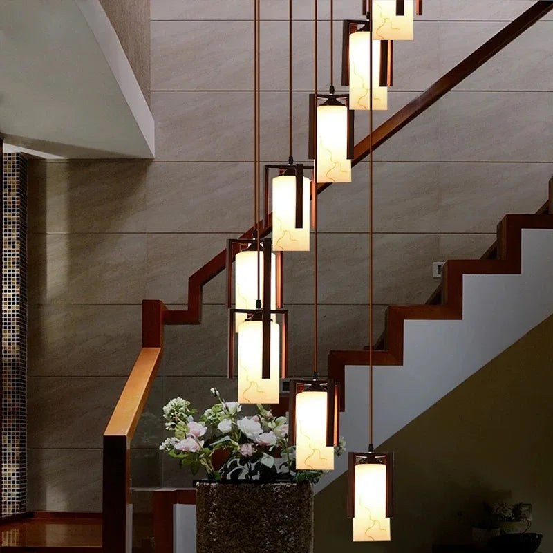 Afralia™ Marble LED Pendant Light for Modern Villa Living Room - Luxury Ceiling Lighting