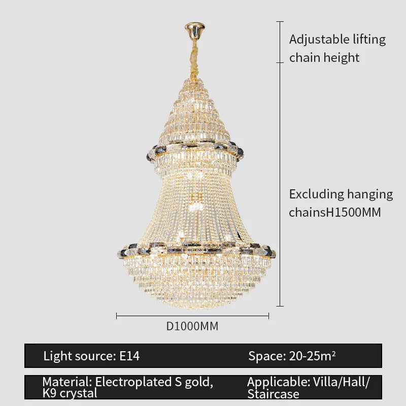 Afralia™ Light Luxury Crystal Chandelier - Post-modern Bedroom Dining Room Living Room Elegant Design
