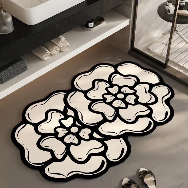 Afralia™ Flower Shaped Diaponite Bathroom Mat: Quick Drying, Anti-Slip, Skin-Friendly Decoration Carpet