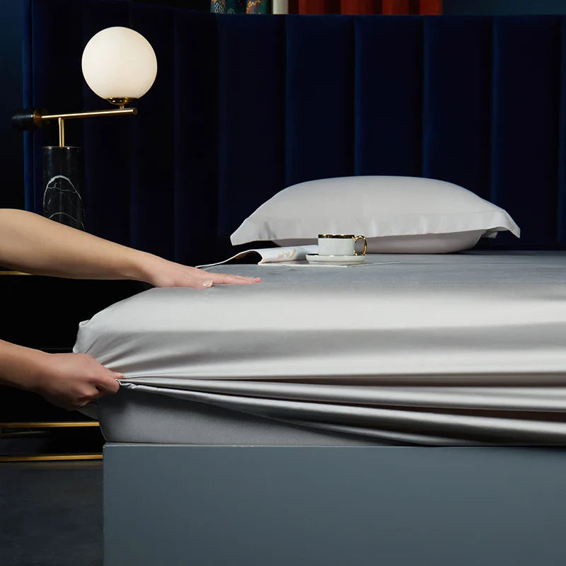 Afralia™ Lyocell Fitted Mattress Protector Cover 160x200 180x200 Luxuriously Soft Elastic Bed Sheet