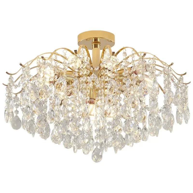 Afralia™ Crystal LED Chandelier Ceiling Lamp Modern Living Room Bedroom Light
