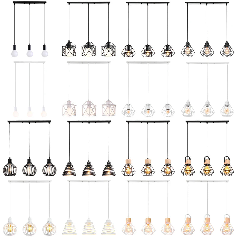 Afralia™ Industrial Wood Pendant Chandelier for Dinning Living Room Kitchen LED Fixture