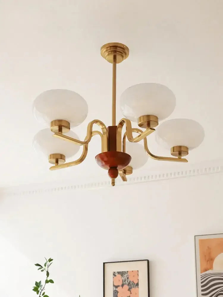 Afralia™ Cream Glass Pendant Chandelier for Home Decor